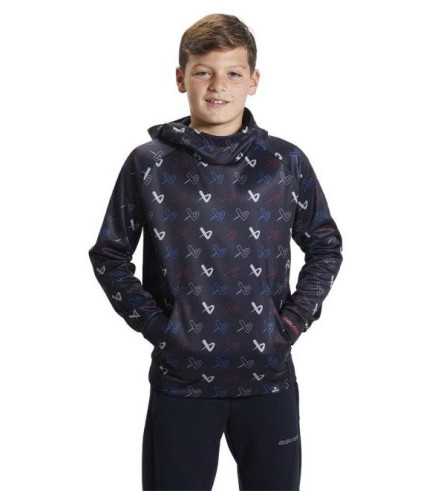 SUDADERA BAUER C/CAPUCHA ICON REPEAT YTH BLK